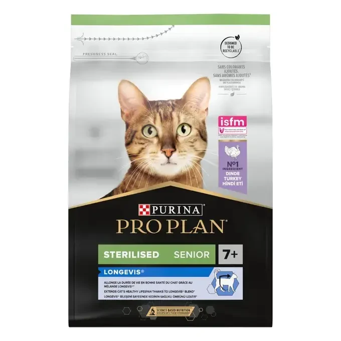 Pro Plan Sterilised 7+ Hindili Yaşlı Kısırlaştırılmış Kedi Maması 3KG